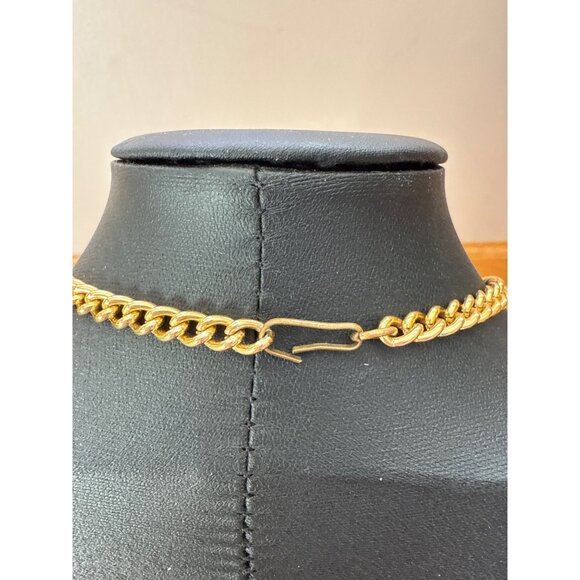 Golden Chain Necklace With Resin Daisy Pendant & Blue/Green Accents - Picture 3 of 4